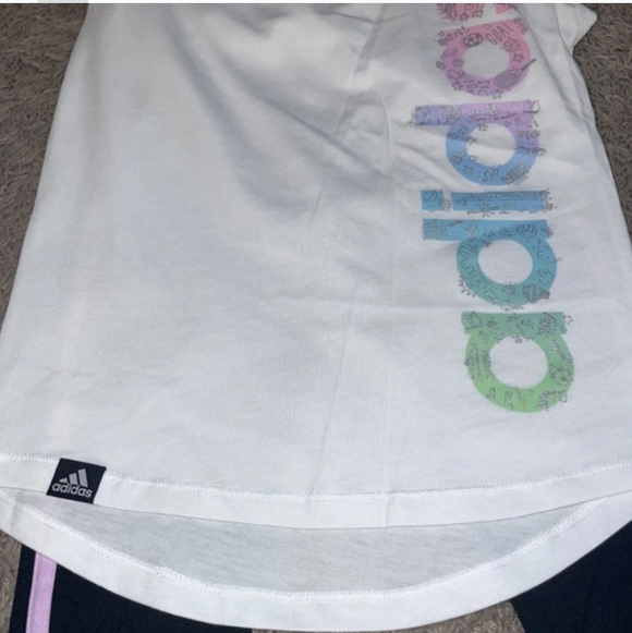 Girl's Adidas 3 Piece Set Tee Shirts and Pants Pink White Black Size 4T - Picture 3 of 3